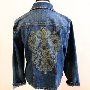 Willi Smith Blue Jean Jacket with Baroque Embroidery